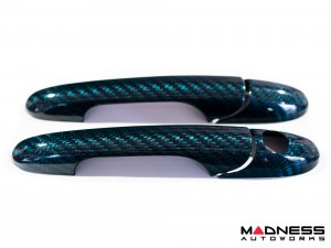 FIAT 500 Exterior Door Handle Kit - Carbon Fiber - Verde Azzurro (Blue-Green)